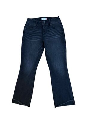 CAbi hi low crop denim with Frayed Hem